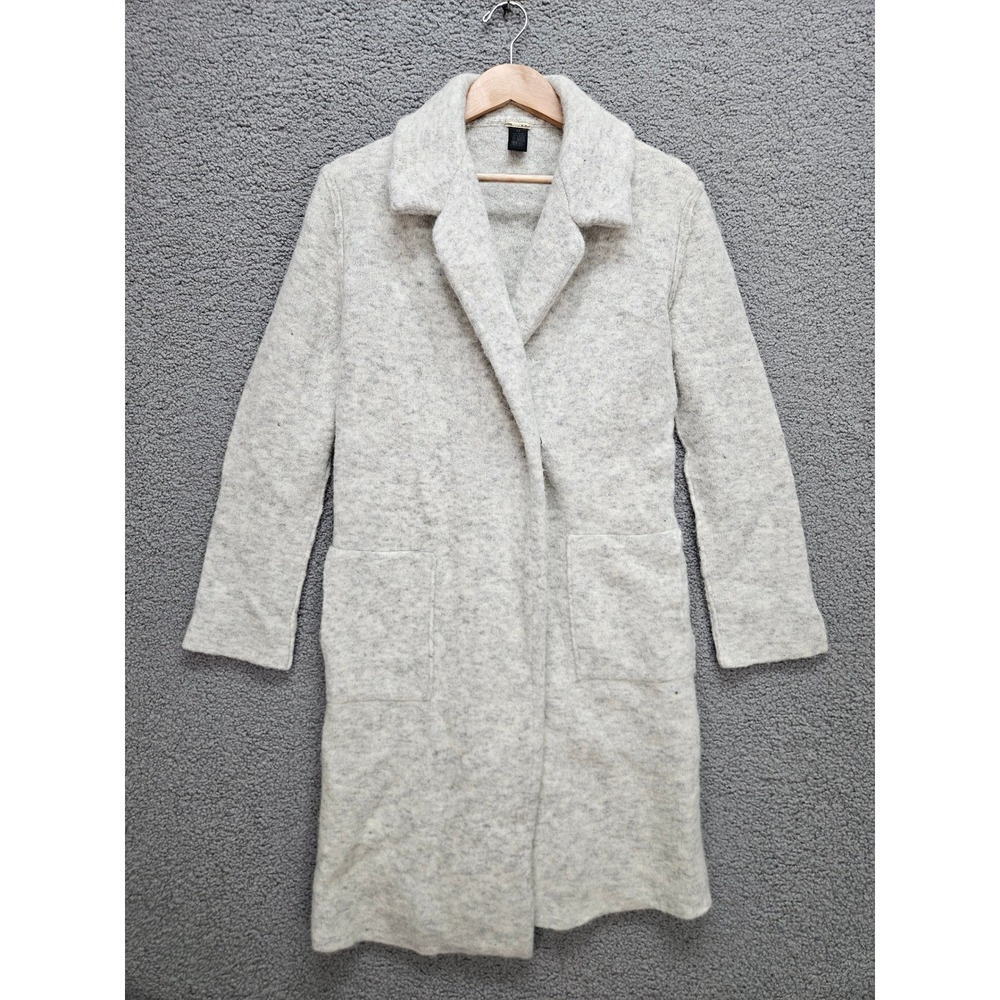 Magaschoni Wool Alpaca Long Cardigan Coat XS Gray Minimalist Quiet Luxury